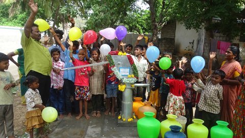 Community gathered at borewell inauguration